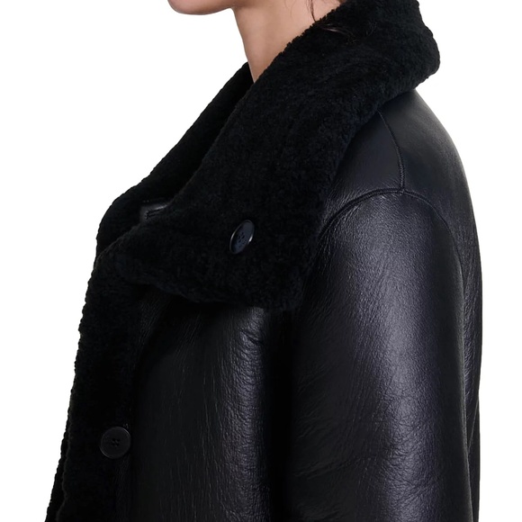 Gold Reversible Shearling Jacket - Picture 3 of 9